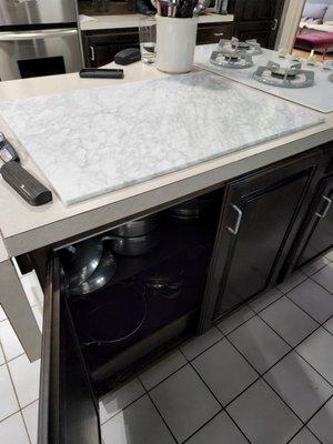 Marble slab to cover counter top hole