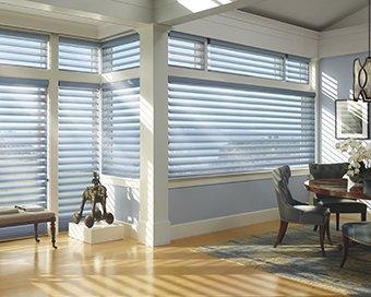 We are a Hunter Douglas Showcase dealer offering Silhouette, Luminette, Duette, Pirouette, and Solera shades.