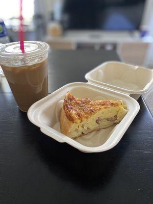 Iced Latte with Ham Quiche