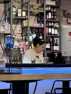 Fully stocked bar and great bartender