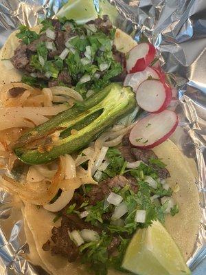 Asada Tacos with handmade tortilla