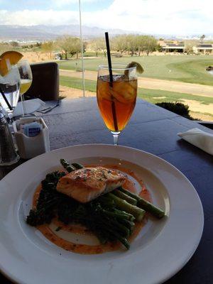 Salmon plate by the putting greens