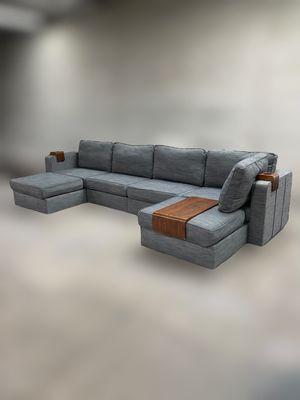 Lovesac 6 Seat Sactional in Grey Slub Tweed