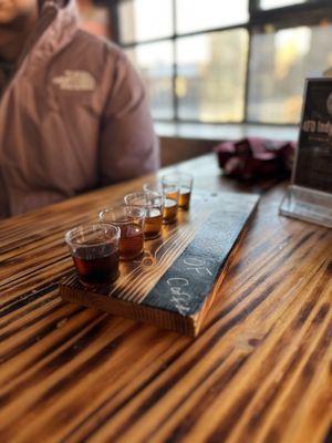 Bourbon tasting flight