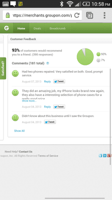 Yelp filters good reviews. Here's some feedback from groupon