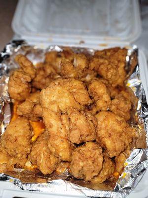 These are what they consider med boneless wings they weren't even mild plain chicken tenders