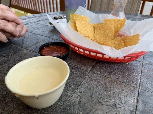 The salsa was good. It had a nice kick to it. Queso was yummy.