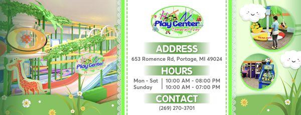 HTN Play Center
653 Romence Rd, Portage, MI 49024