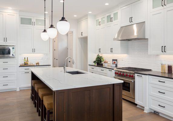 kitchen remodel white and wood island