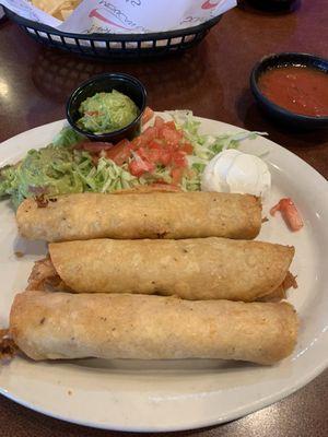 Chicken flautas with corn tortillas