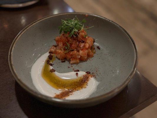 SALMON CEVICHE WITH PLANTAIN CHIPS