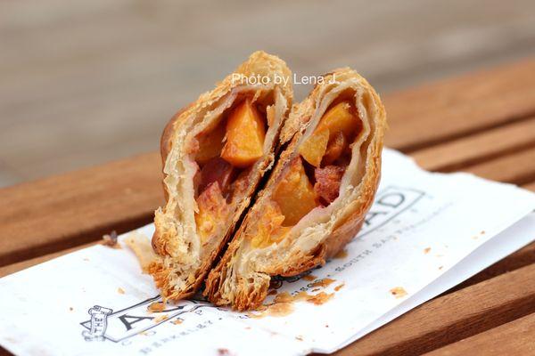 Inside of Peach Pocket ($5.64) - puff pastry with Frog Hollow Peaches. The pastry is bad but the peaches are good, not overly sweet.