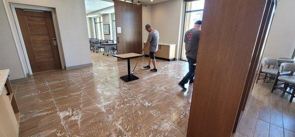 Commercial tile and grout cleaning.