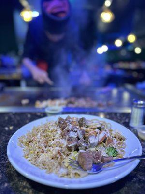 Steak and shrimp meal for two (one part)