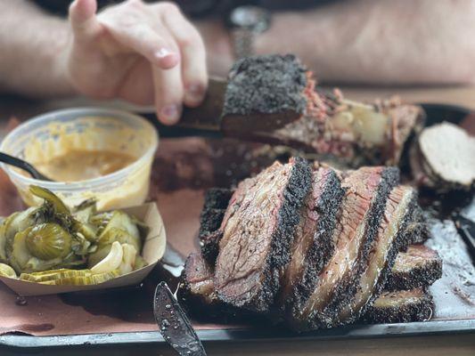 Look at that brisket. YUM!