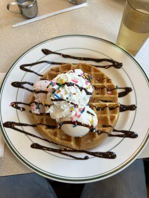 Waffle with ice cream