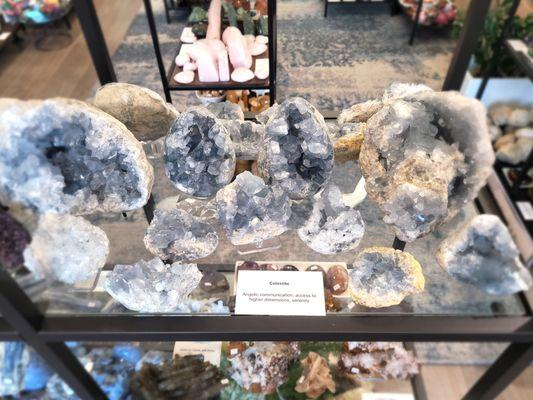 Celestite crystals at KM Crystal Shop