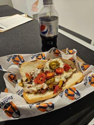 Aviator Philly with Jalapeños & a Diet Pepsi!