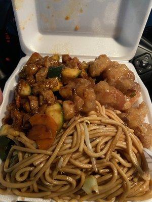 Kung pao, orange chicken and lo mein