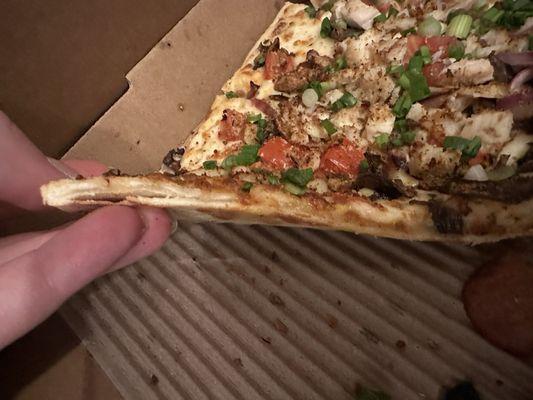 The thinnest cardboard pizza ever. With no sauce. Not Round Table :(