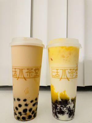 Pu-erh Milk Tea with Crystal Bubble  Mango Sticky-Rice Milk