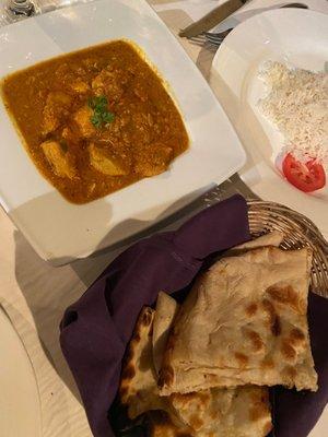 Butter Naan Bread and Chicken Curry