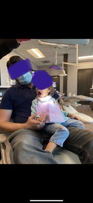 Our 1 year old having the best time at the dentist :)