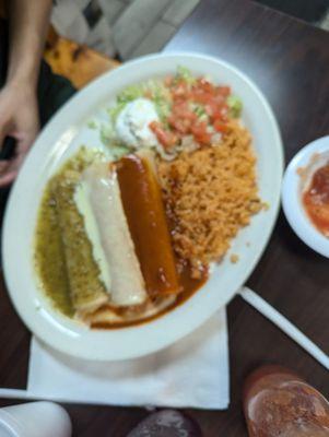 Three flag enchilada plate