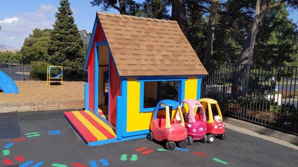 Just visiting the clubhouse in our "cars."