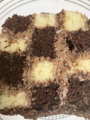 Checkerboard chocolate layer cake