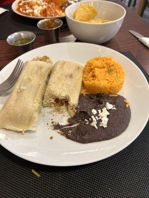 2 Tamales with rice and beans