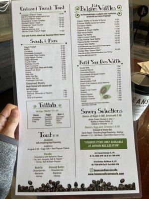 Menu as of January 2023