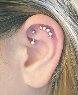 Flat and Rook piercing