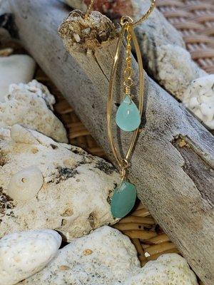 Seafoam Chalcedony with 14k gold French Hooks By far my favorite earrings to date