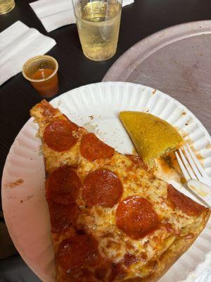 Pepperoni pizza, beef Beef Colombian style Empanadas