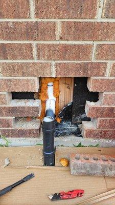 Drain line repair with brick demo. There's no need to hire a Mason. Layman Plumbing can do the brick work.