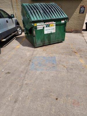 Here is the blue handicap pavement marking.