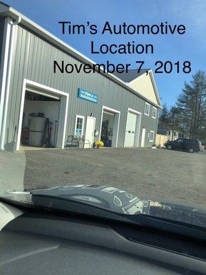 Tim's new Location, 352 Salmon Brook Street, Granby, Connecticut 06035, November 7, 2018