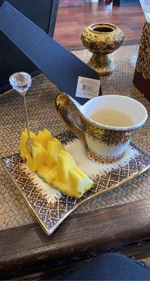 Pineapple and tea to send you off after an amazing massage