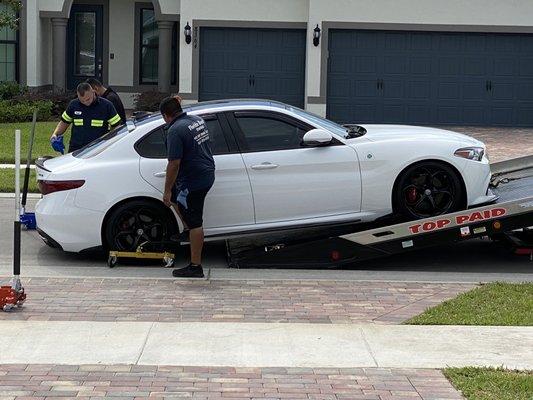 Car rolled out from my garage to get it on flatbed without a scratch!!  thank you boys!!