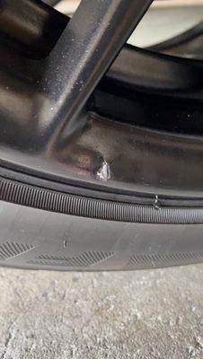 Damage on wheel after getting work done.