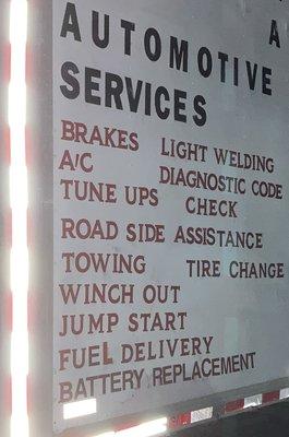 A brief list of the services provided that's also listed on our service truck which is being upgraded on the exterior

Driver Side List