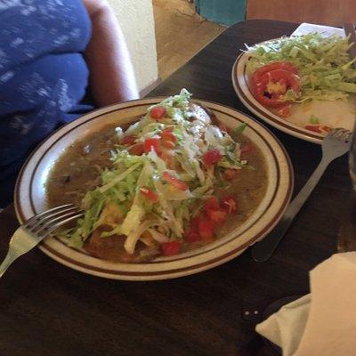 Beef And bean burrito with green chili