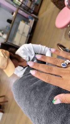 My Mardi Gras nails with Kimmy in the back!