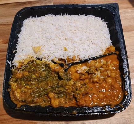 Lunch special with Palak Paneer and Channa Masala