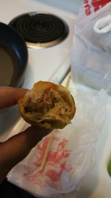 Egg rolls are not only big but full of meat too!