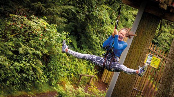 Extreme adventure on the Go Ape Tarzan swing! One of 65 different obstacles across two ropes courses.