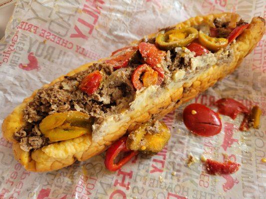 Philly Cheese Steak,  King, with American cheese, onions and peppers