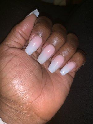 Pink and white ombré. I love my nails