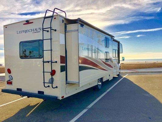 Camping at Oceanside Harbor Beach Campground is literally two minutes away from our RV lot.